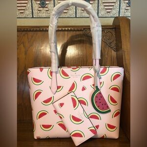 NWT-Kate Spade-SET-Marlee-Watermelon Party-Tote & Large Slim Bifold Wallet-$528